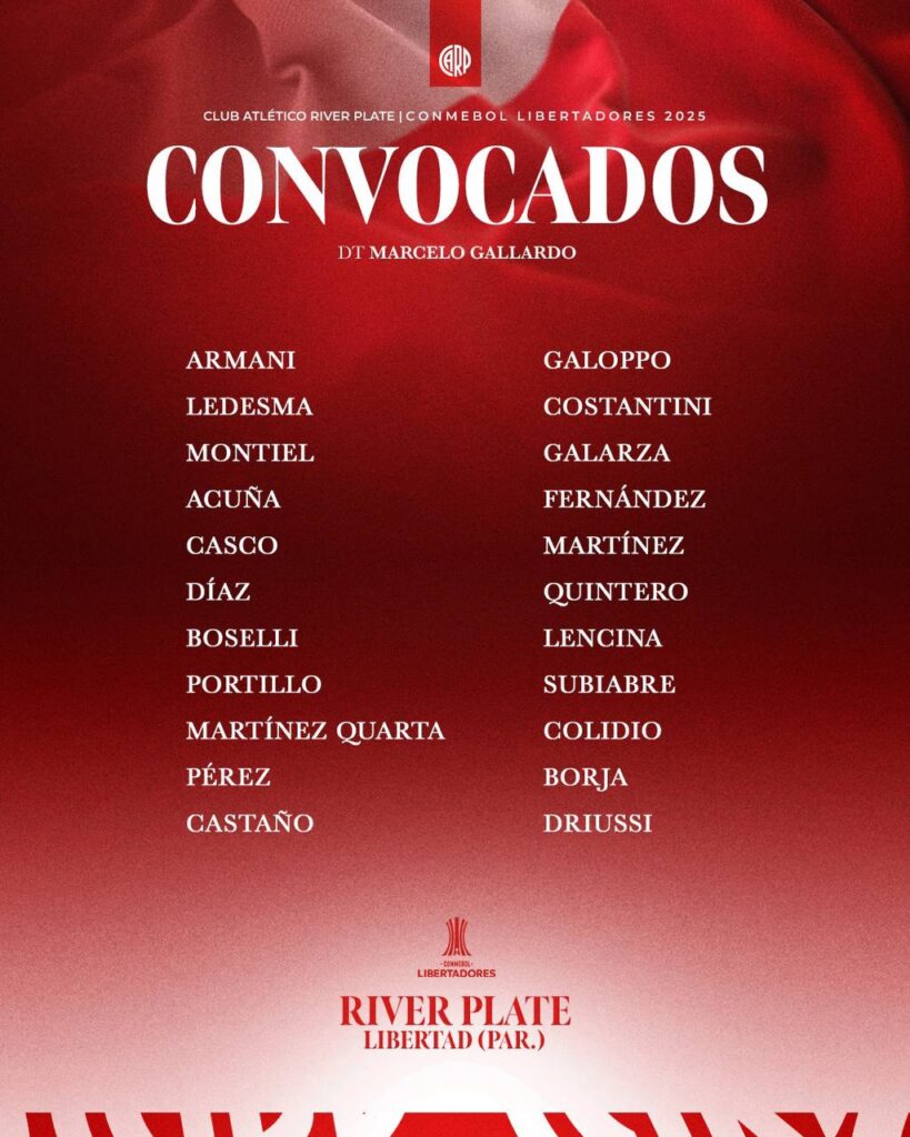 River vs Libertad lista de convocados