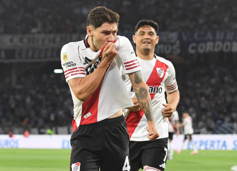 Gonzalo Montiel, autor de uno de los goles de River vs Talleres en el Mario Kempes