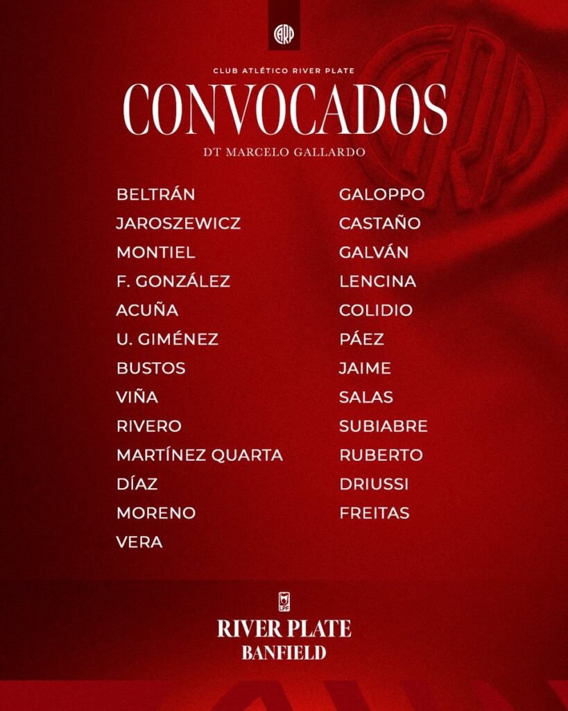 River convocados vs Banfield